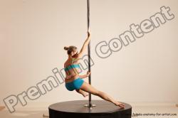 Underwear Gymnastic poses Woman White Moving poses Slim long blond Dynamic poses Academic